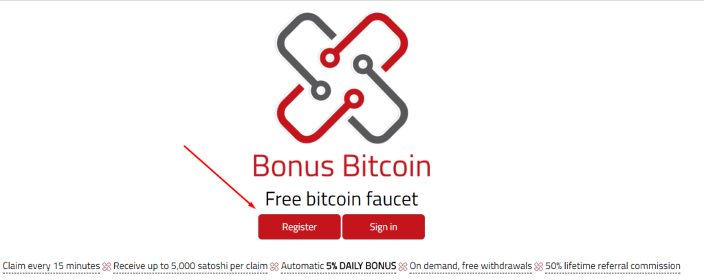 Регистрация на сайте Bonus Bitcoin