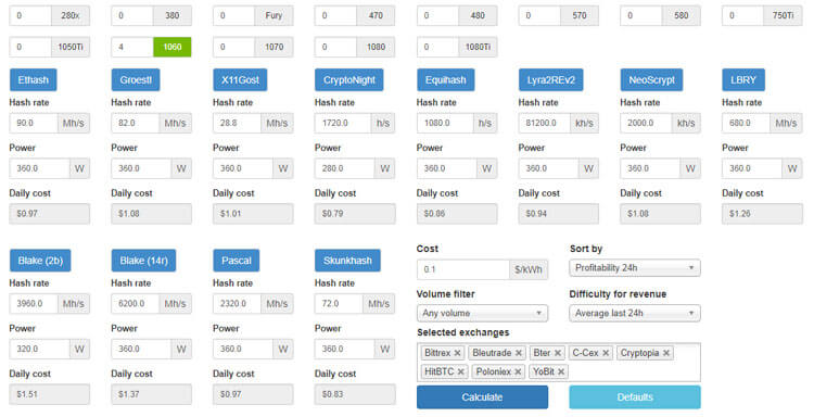Онлайн калькулятор WhatToMine для майнинга на видеокартах Онлайн калькулятор WhatToMine для майнинга на видеокартах
