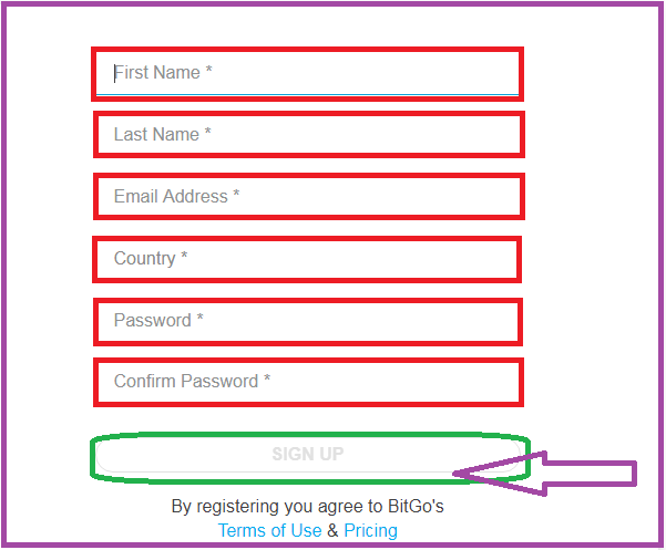 Регистрация веб-кошелька BitGo: шаг 4