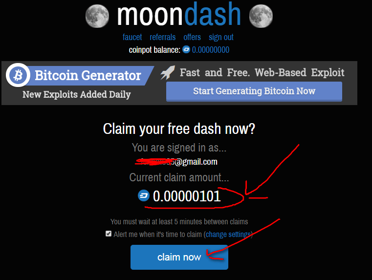 Регистрация на Moon Dash