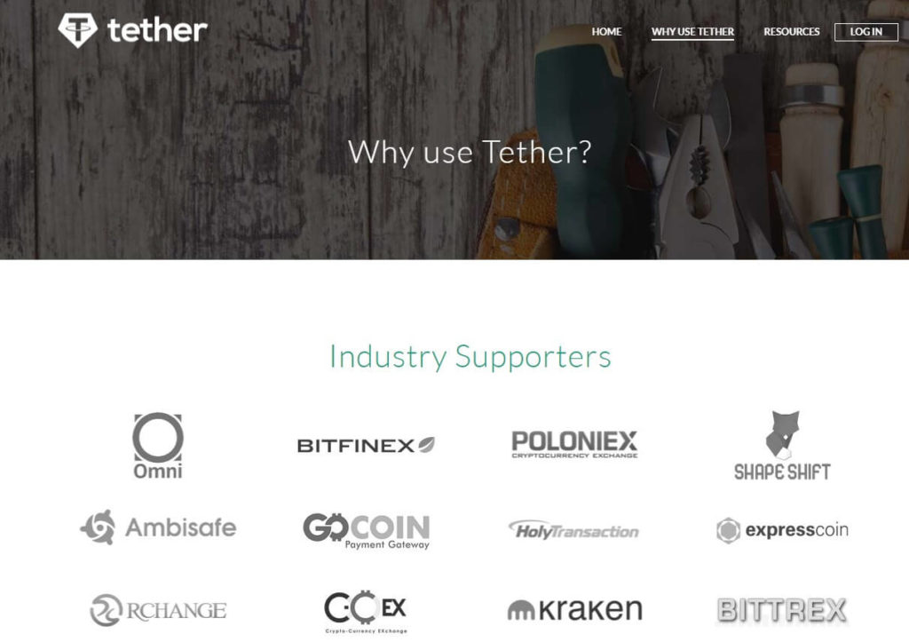 Сайт проекта Tether